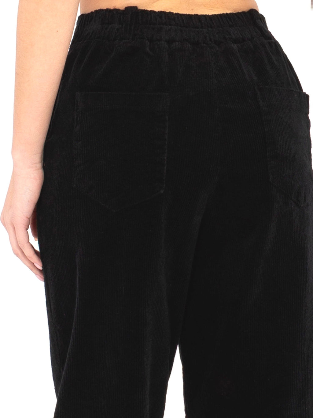 Pantaloni Carrot in Velluto a Coste Vita Alta (Bianca)