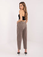 Pantaloni Carrot in Velluto a Coste Vita Alta (Bianca)