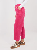 Pantaloni Carrot in Velluto a Coste Vita Alta (Bianca)