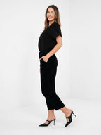 Pantaloni Carrot in Velluto a Coste Vita Alta (Bianca)