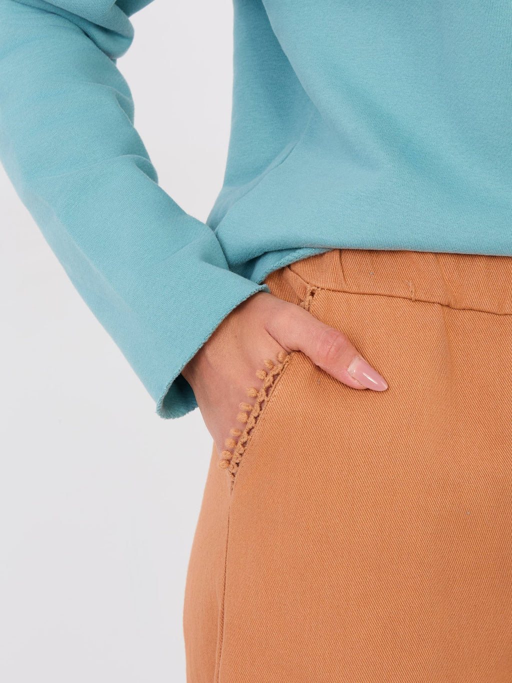 Pantaloni casual a gamba larga in cotone elasticizzato