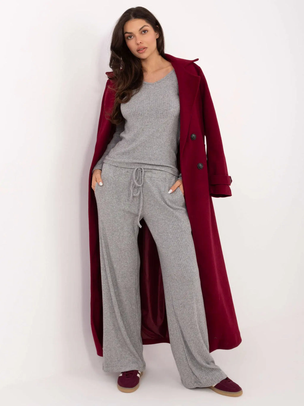 Pantaloni da donna in maglia a coste - 221379