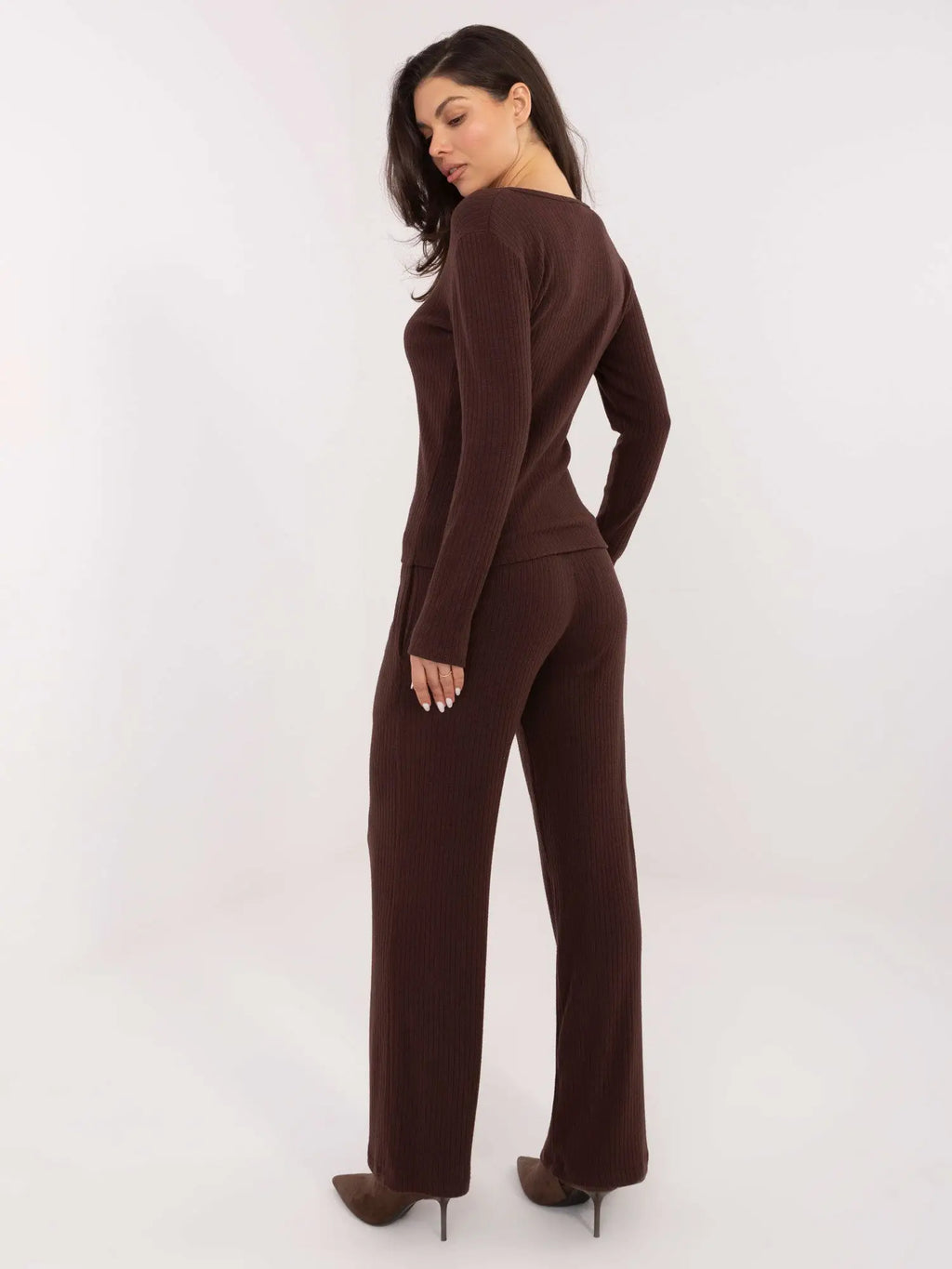 Pantaloni da donna in maglia a coste - 221379