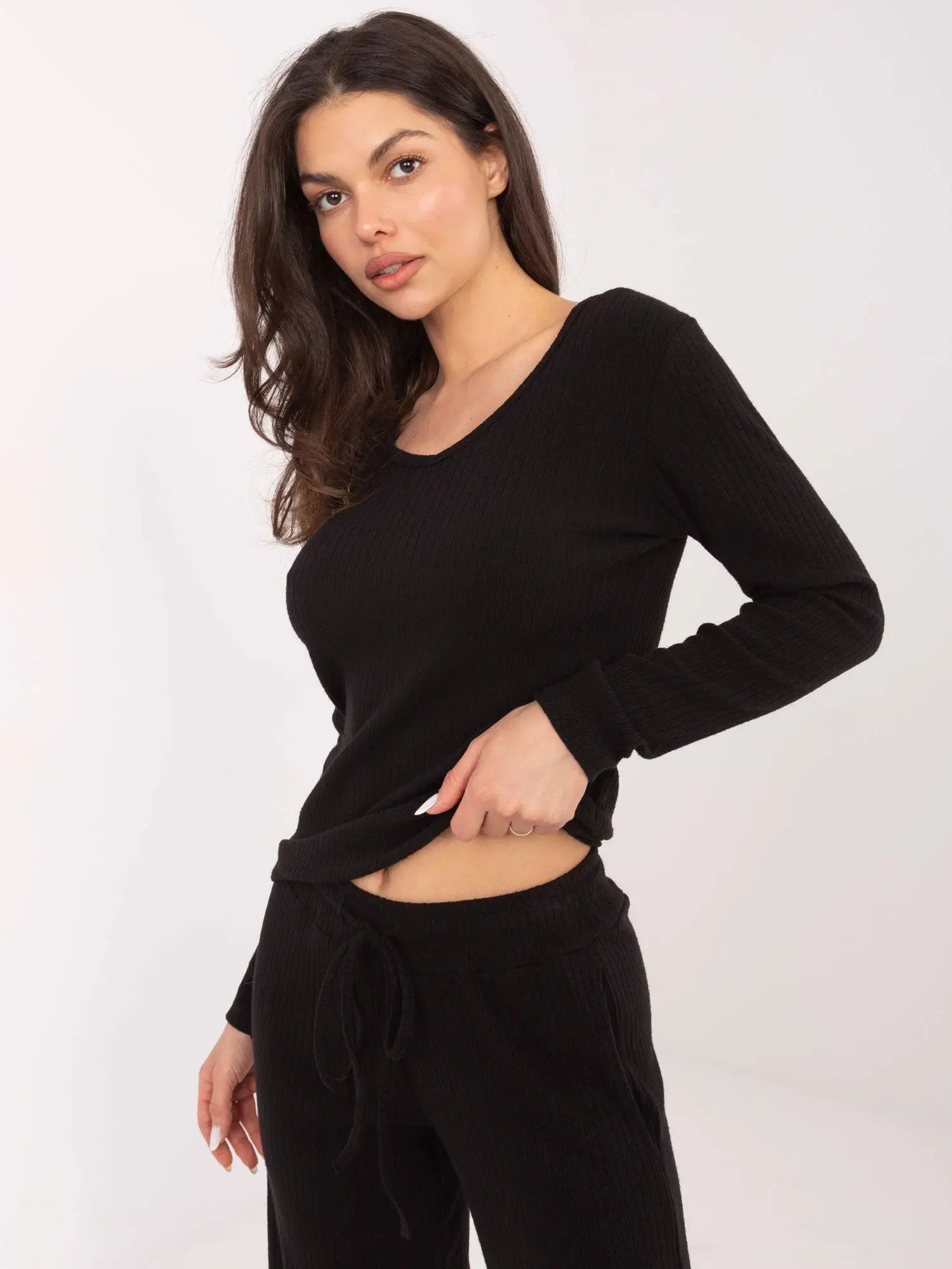 Pantaloni da donna in maglia a coste - 221379