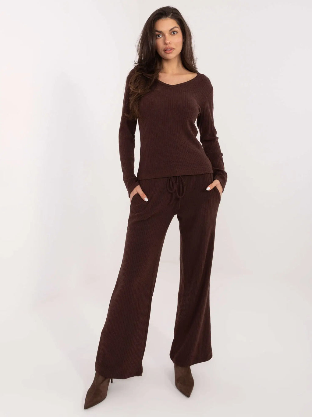 Pantaloni da donna in maglia a coste - 221379