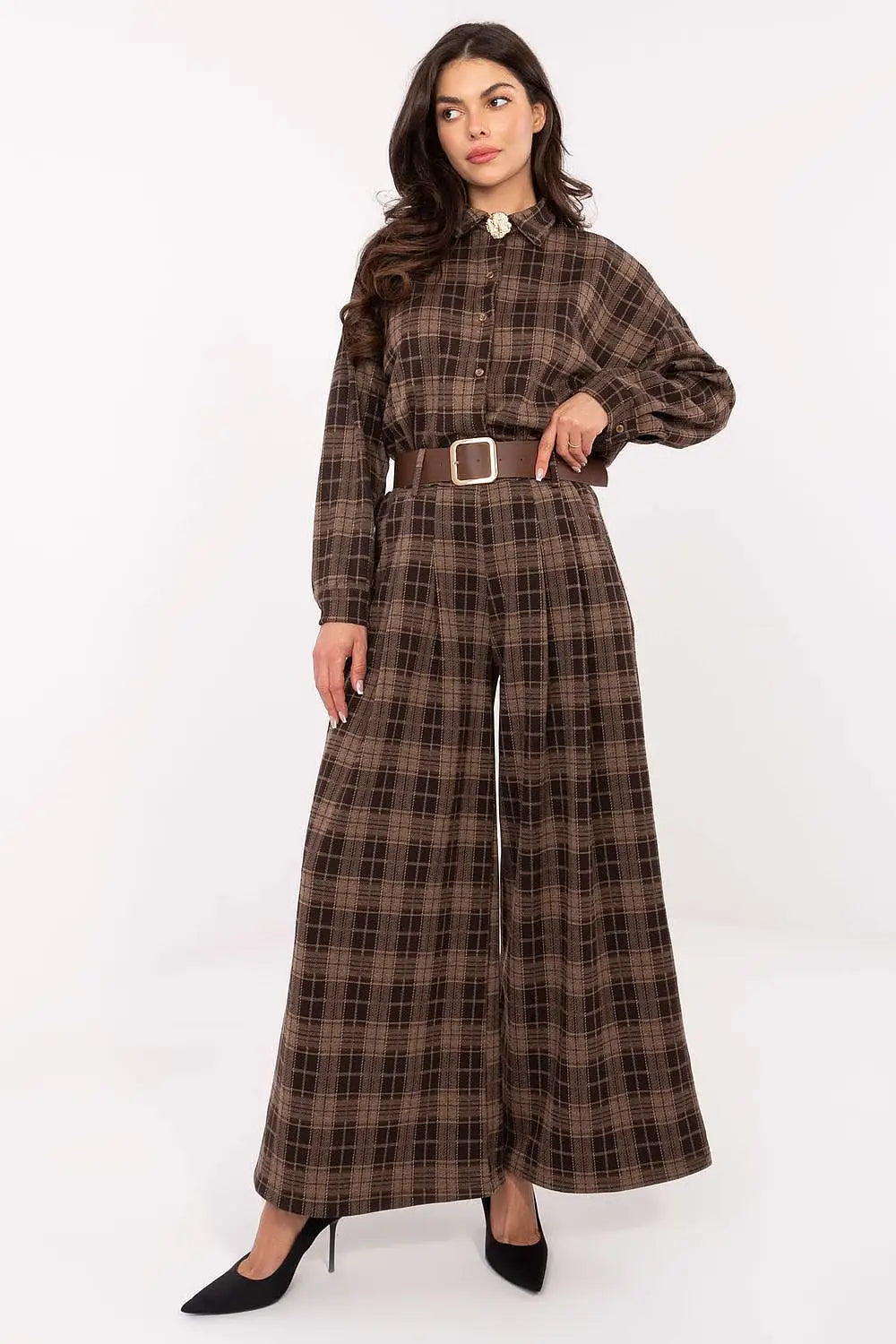 Pantaloni da donna larghi a quadri - 220033