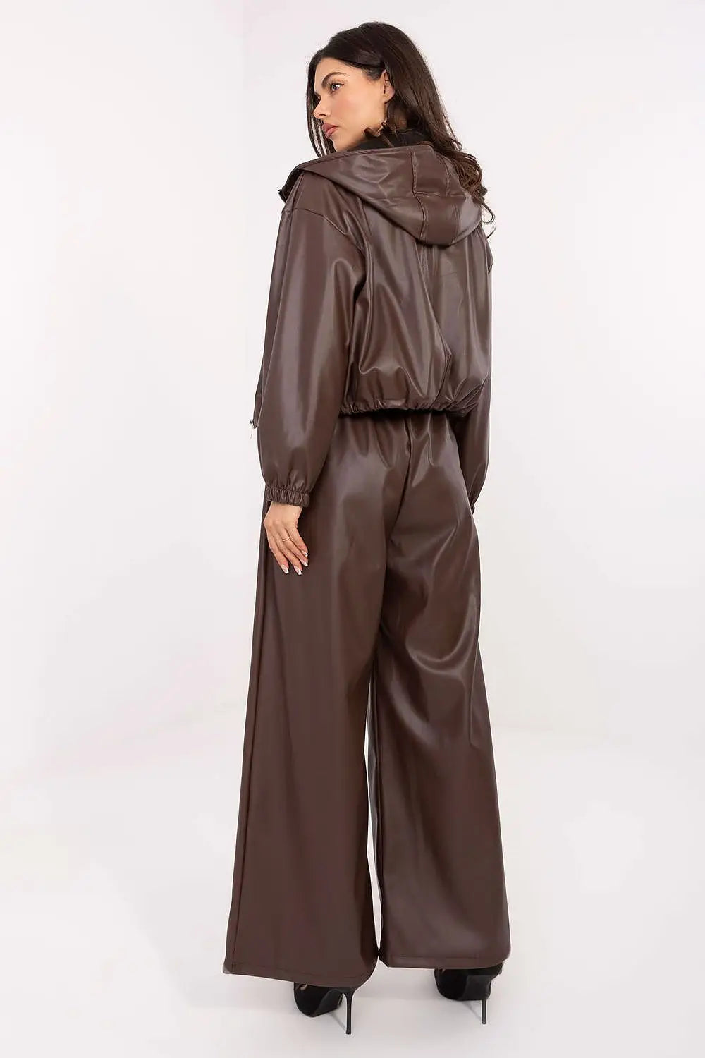 Pantaloni da donna palazzo in eco-pelle - 219883