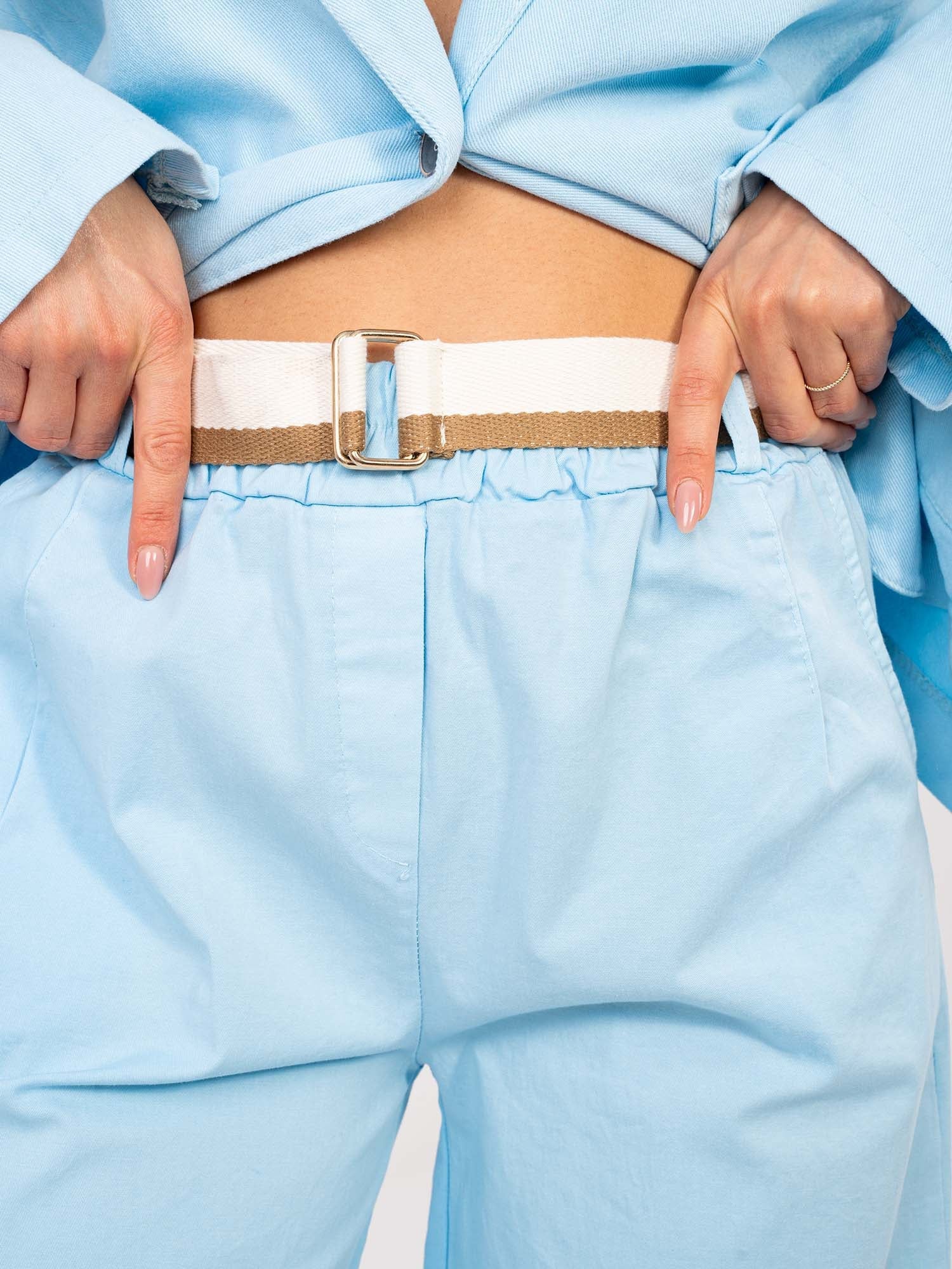 ONE SIZE / Azzurro Pantaloni da donna carrot in cotone