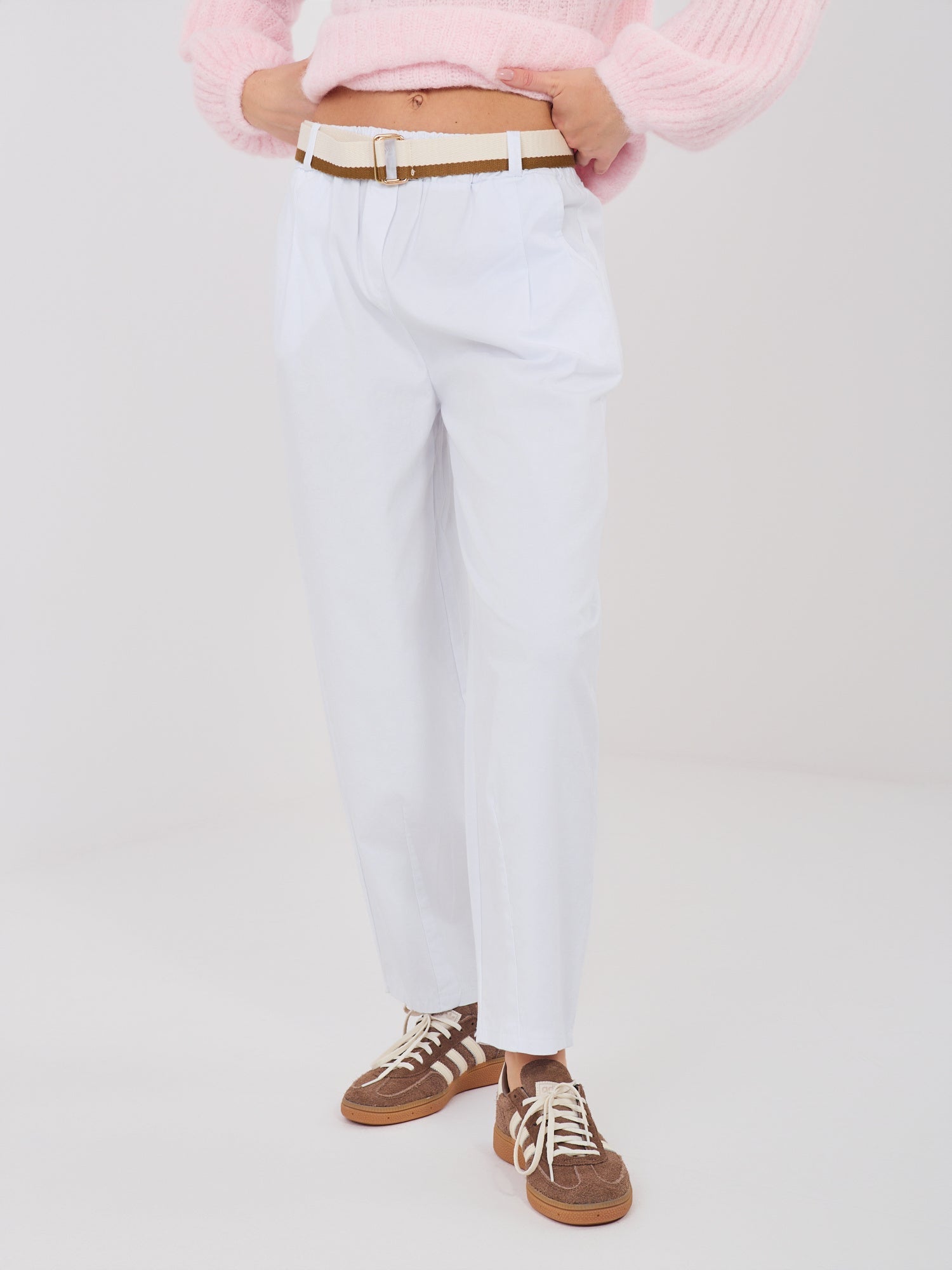 Pantaloni da donna carrot in cotone con vita alta (Dana)