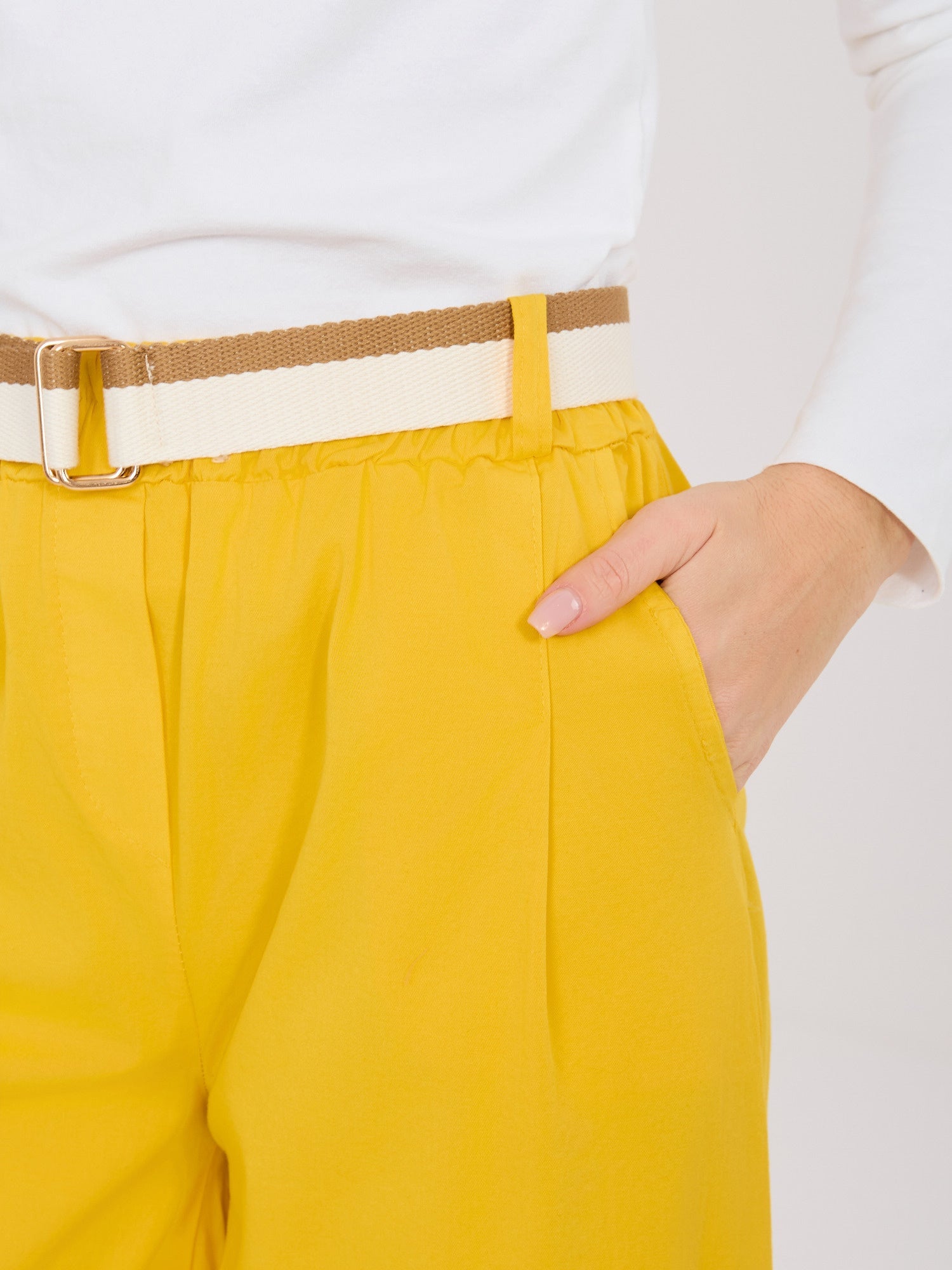 ONE SIZE / Giallo Pantaloni da donna carrot in cotone