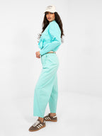 Pantaloni da donna carrot in cotone con vita alta (Dana)