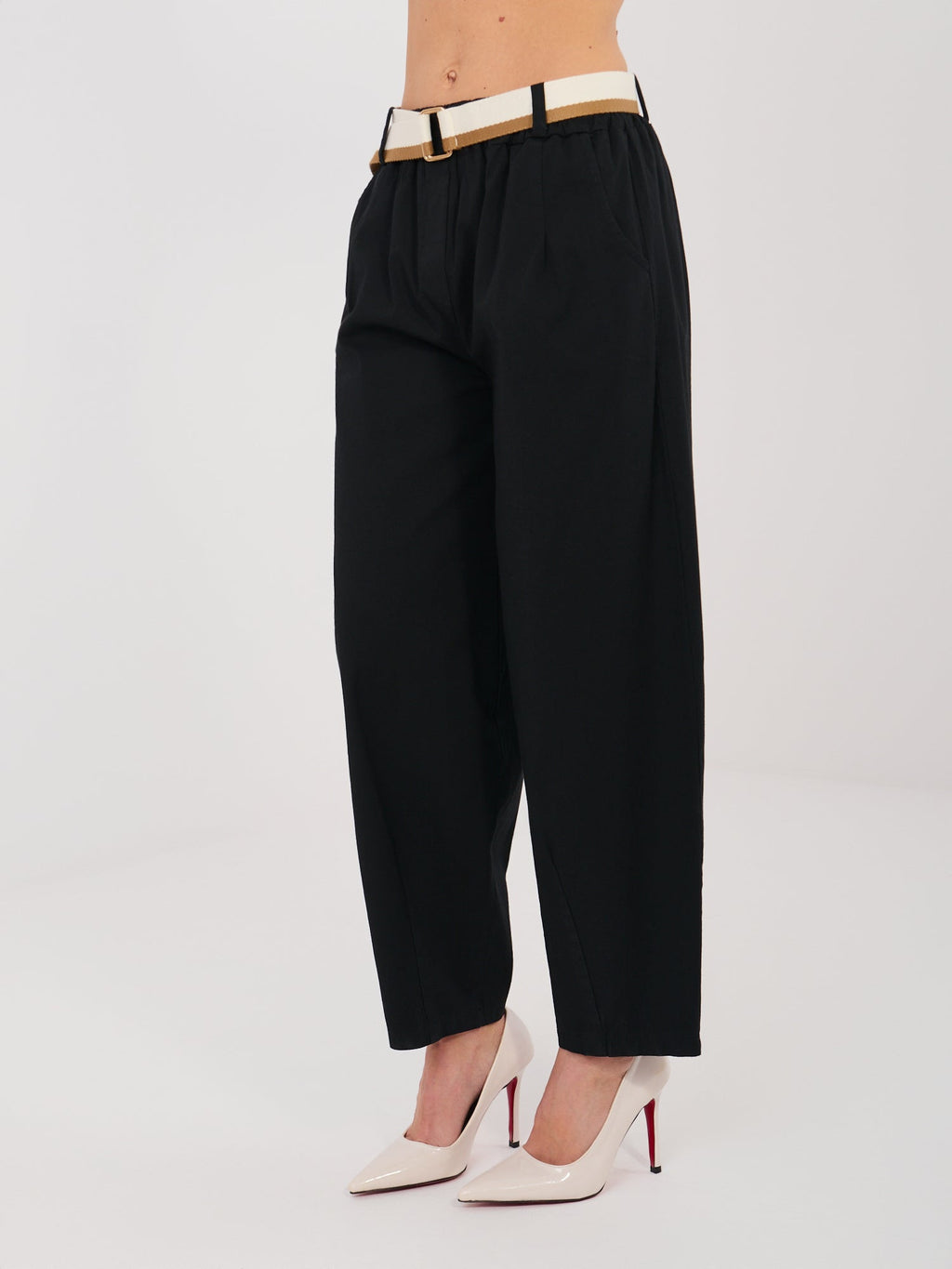 Pantaloni da donna carrot in cotone con vita alta (Dana)