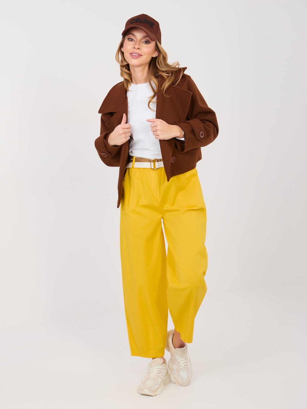 Pantaloni da donna carrot in cotone con vita alta (Dana)