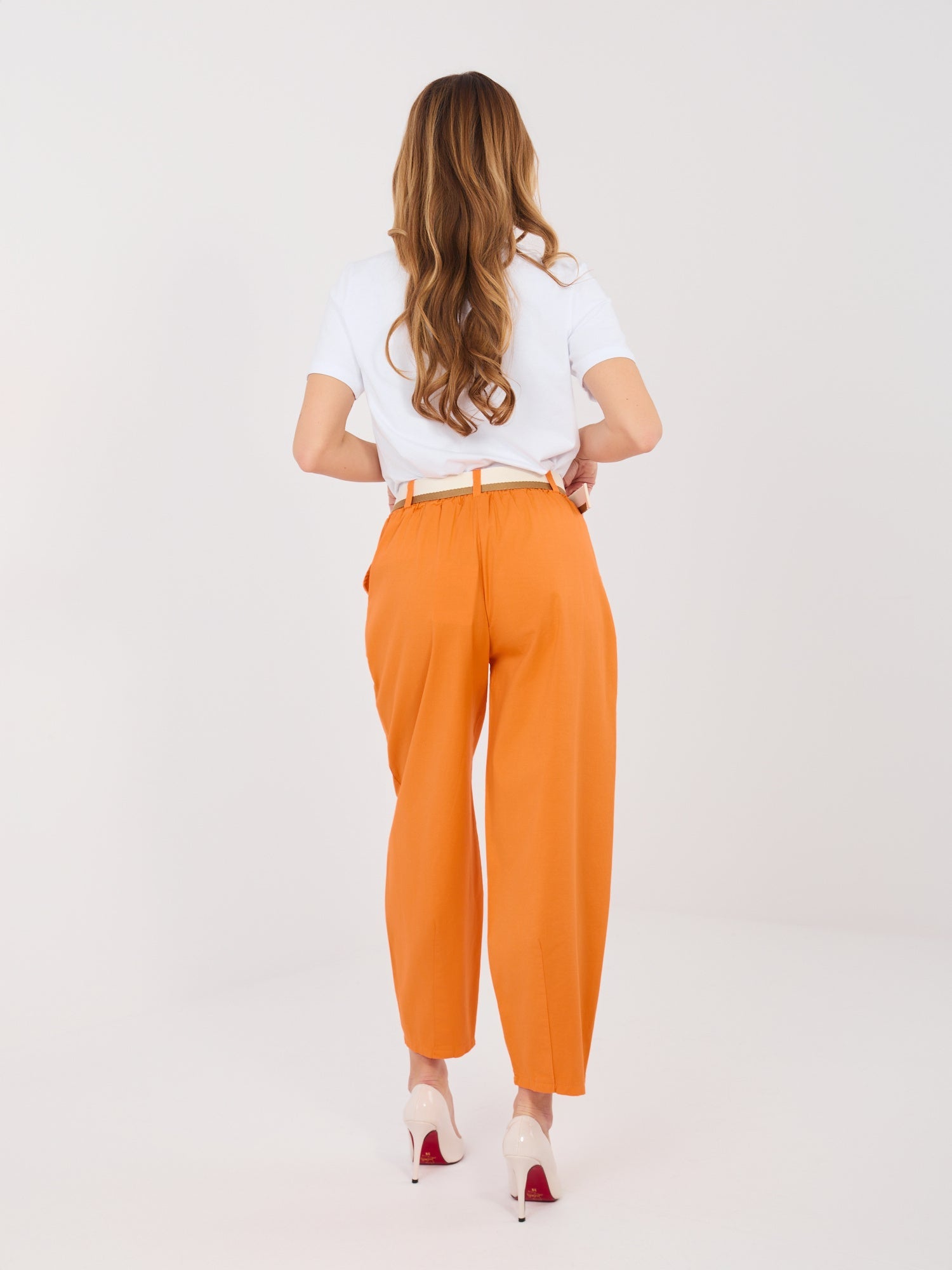 Pantaloni da donna carrot in cotone con vita alta (Dana)