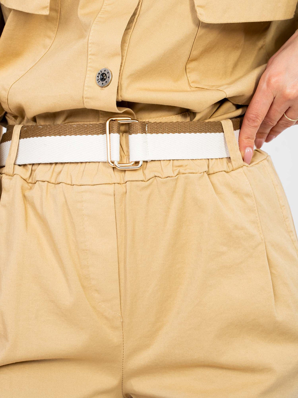 ONE SIZE / cammello Pantaloni da donna carrot in cotone