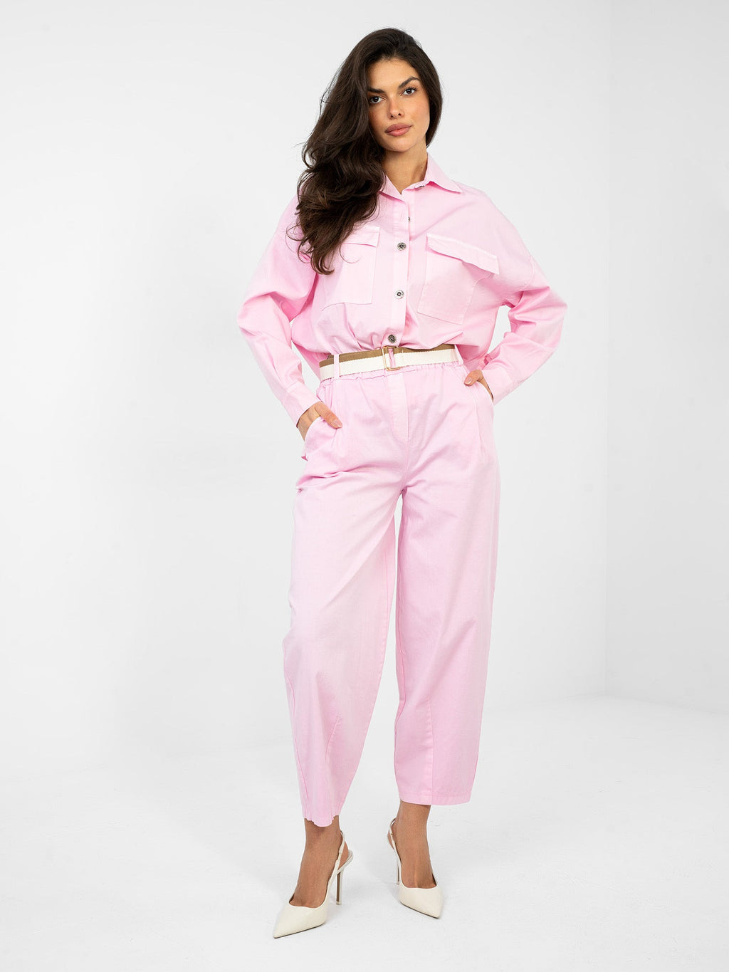 Pantaloni da donna carrot in cotone con vita alta (Dana)