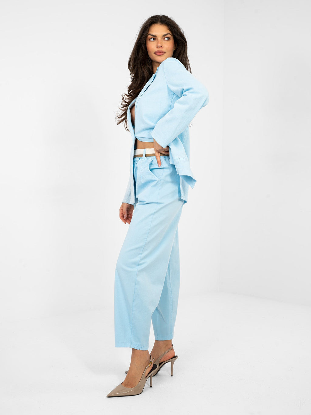 Pantaloni da donna carrot in cotone con vita alta (Dana)