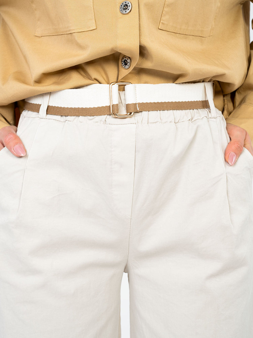Pantaloni da donna carrot in cotone con vita alta (Dana)