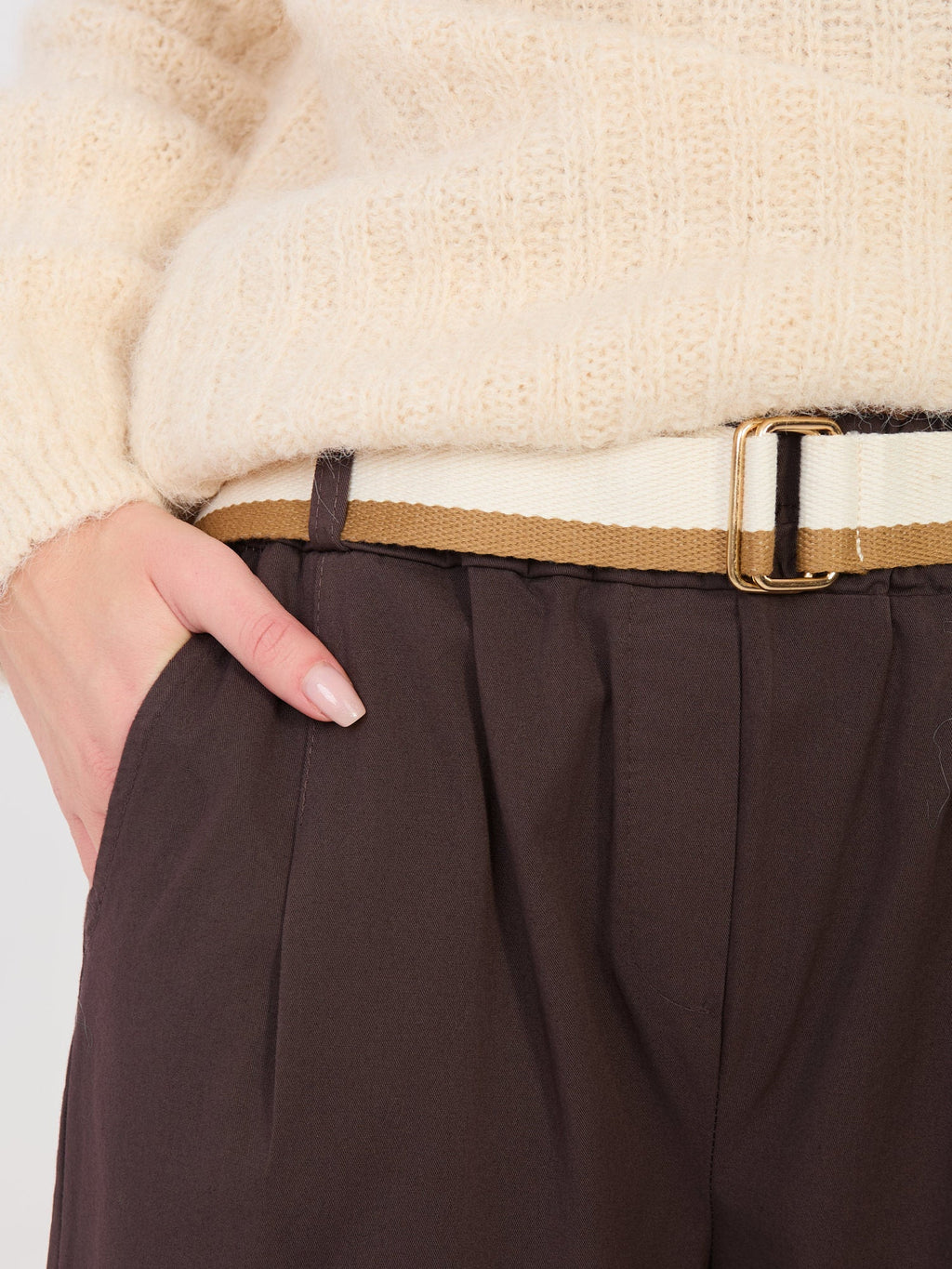 ONE SIZE / Marrone Pantaloni da donna carrot in cotone