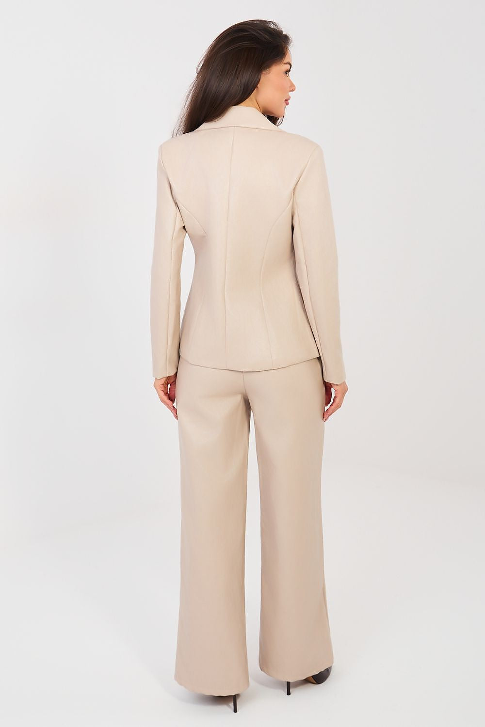 Pantaloni da donna in ecopelle con gamba ampia e vita alta