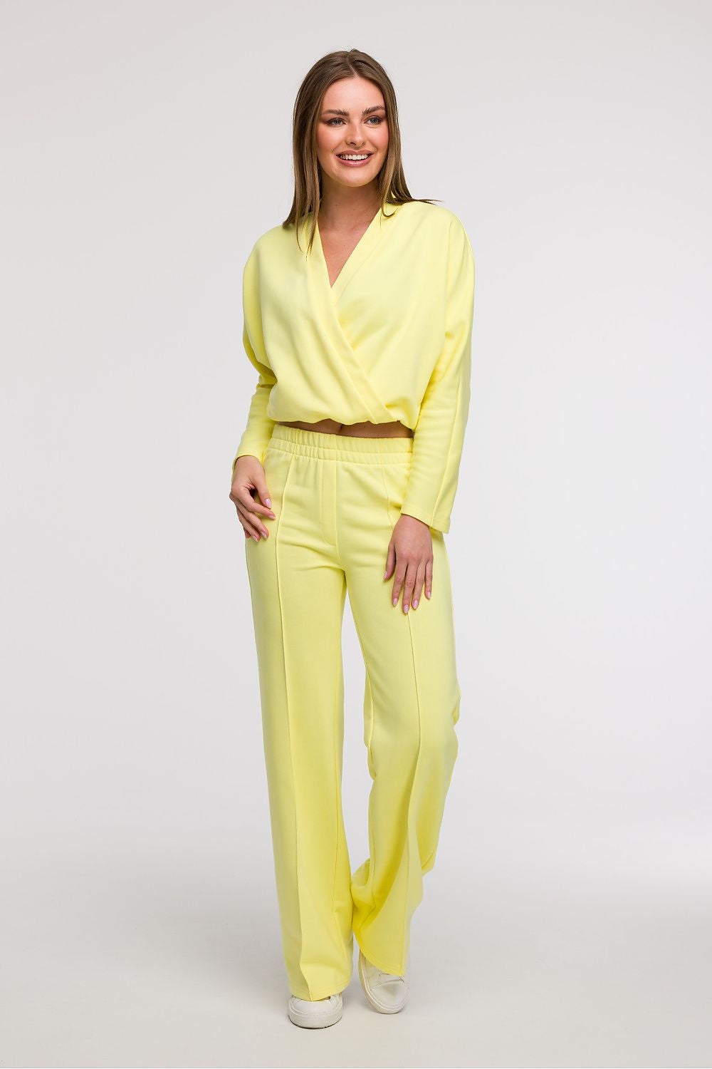 Giallo / S Pantaloni da donna sportivi in cotone - LEISURE