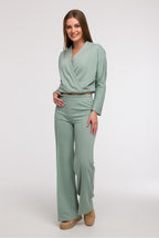 Verde / S Pantaloni da donna sportivi in cotone - LEISURE