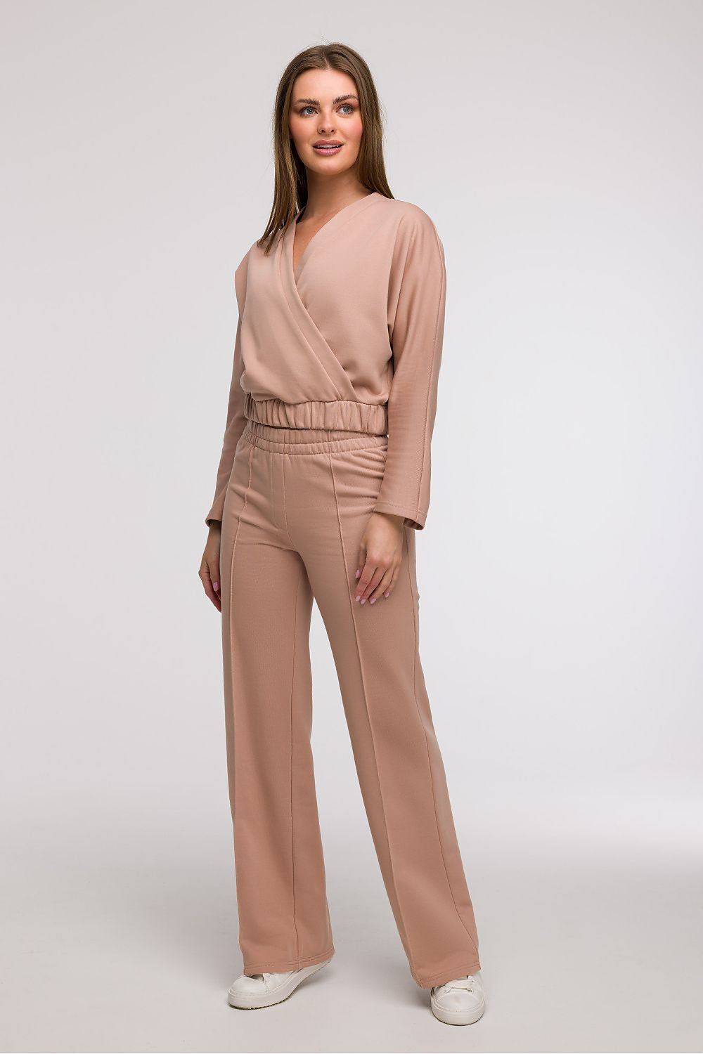 Beige 2 / S Pantaloni da donna sportivi in cotone - LEISURE