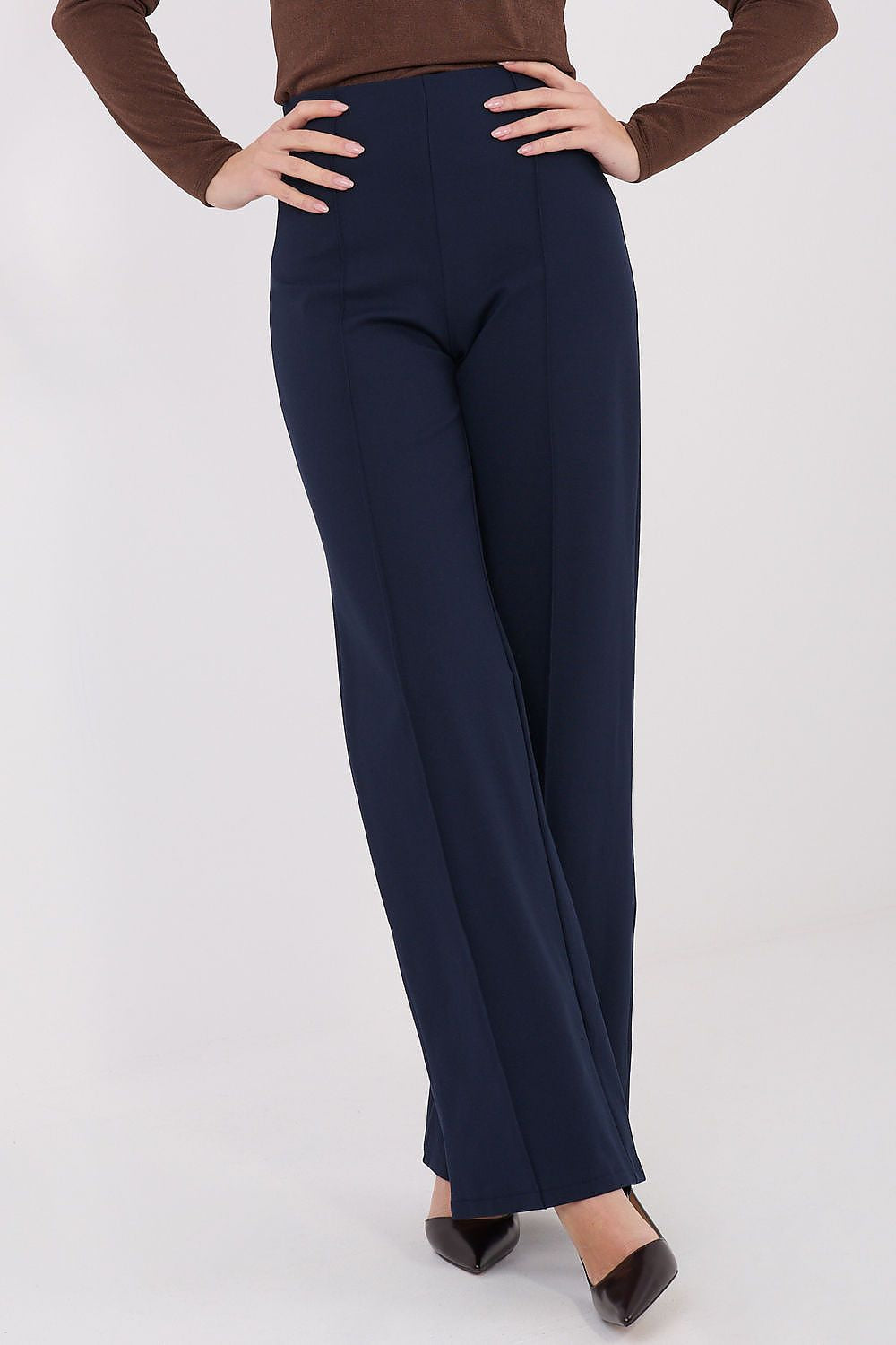 Blu / S Pantaloni da donna con taglio wide leg - 222240