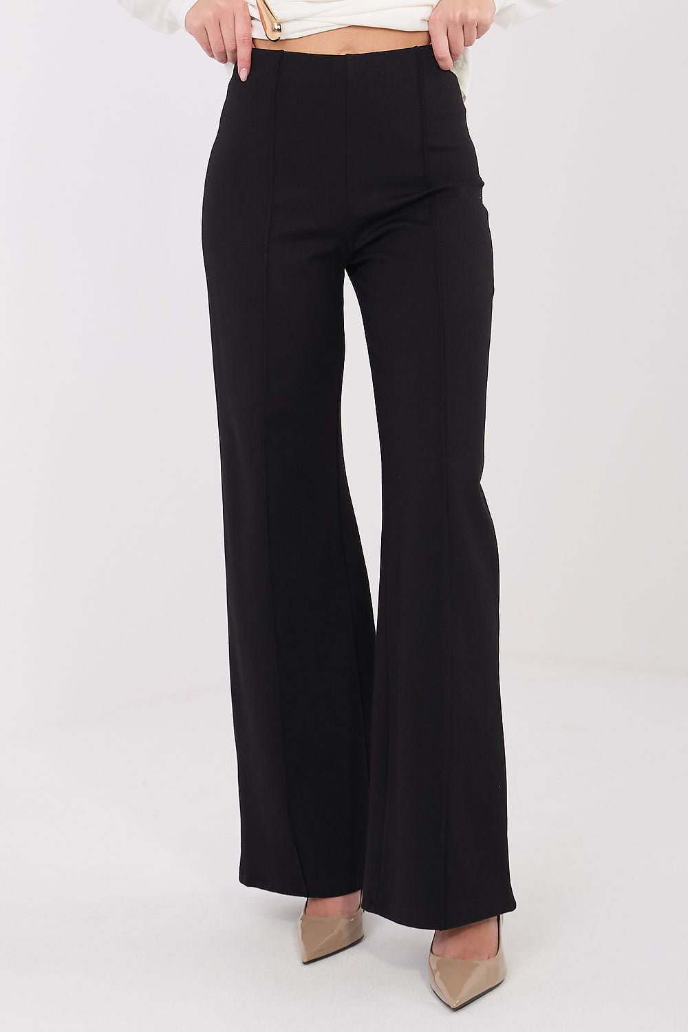 Nero / S Pantaloni da donna con taglio wide leg - 222240