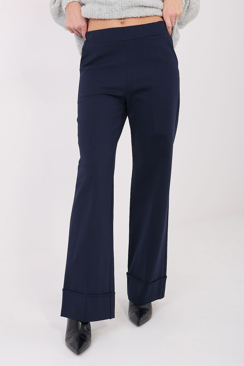 Blu / S/M Pantaloni da donna con taglio a zampa - MONICA