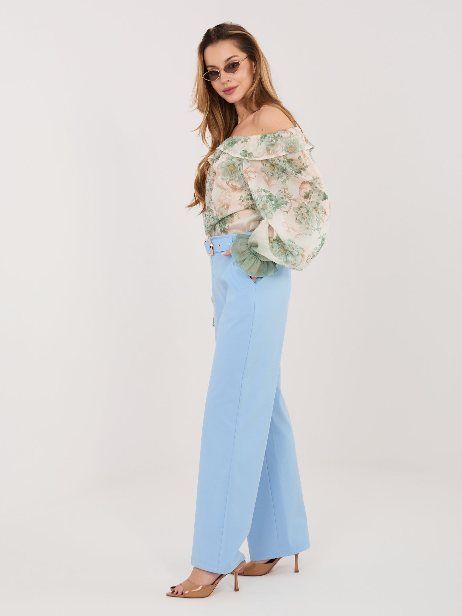 Pantaloni a Gamba Dritta Vita Alta con Cintura (Monique)