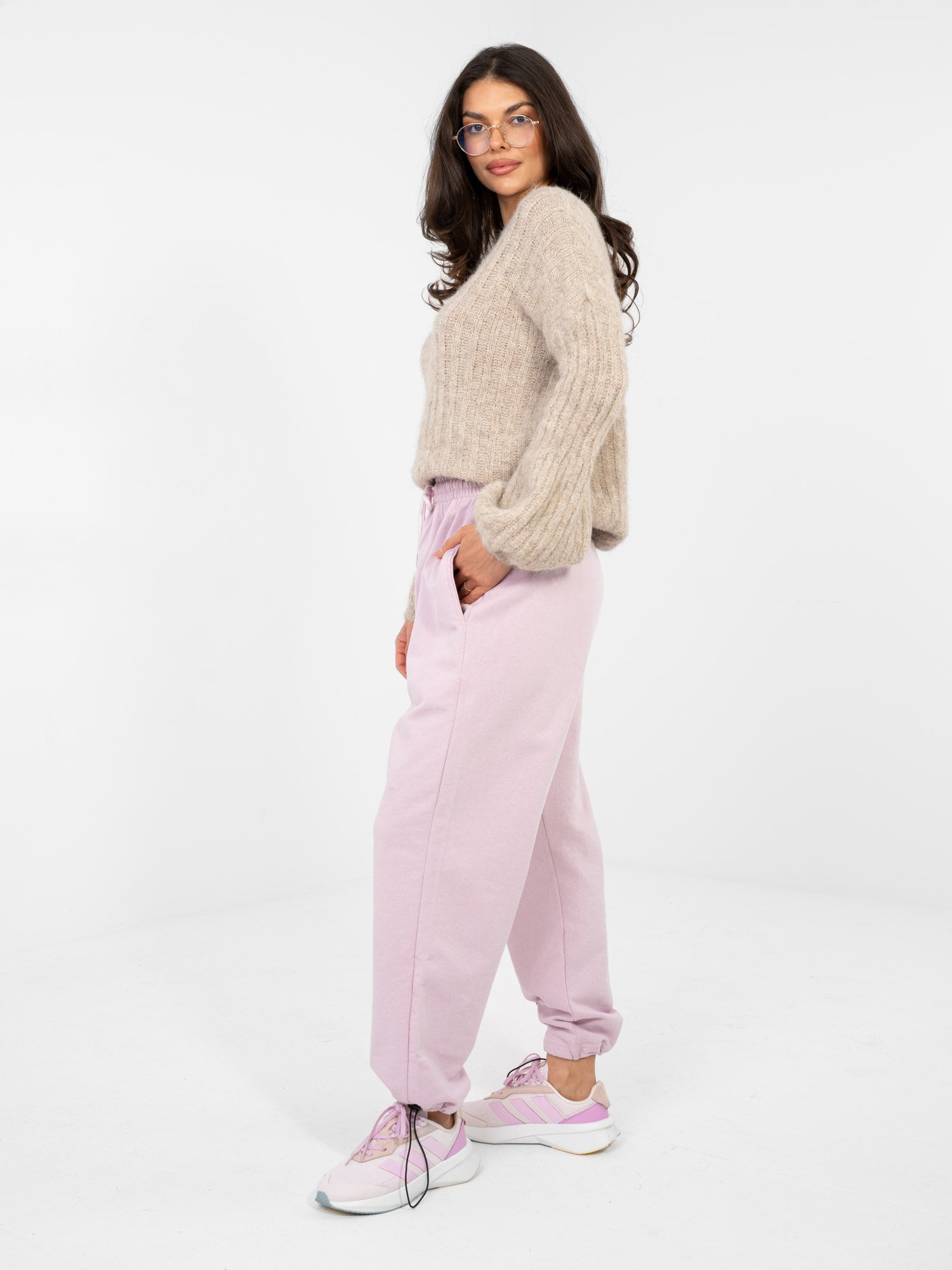 Pantaloni Jogger in 100% Cotone a Vita Alta (Abigail)