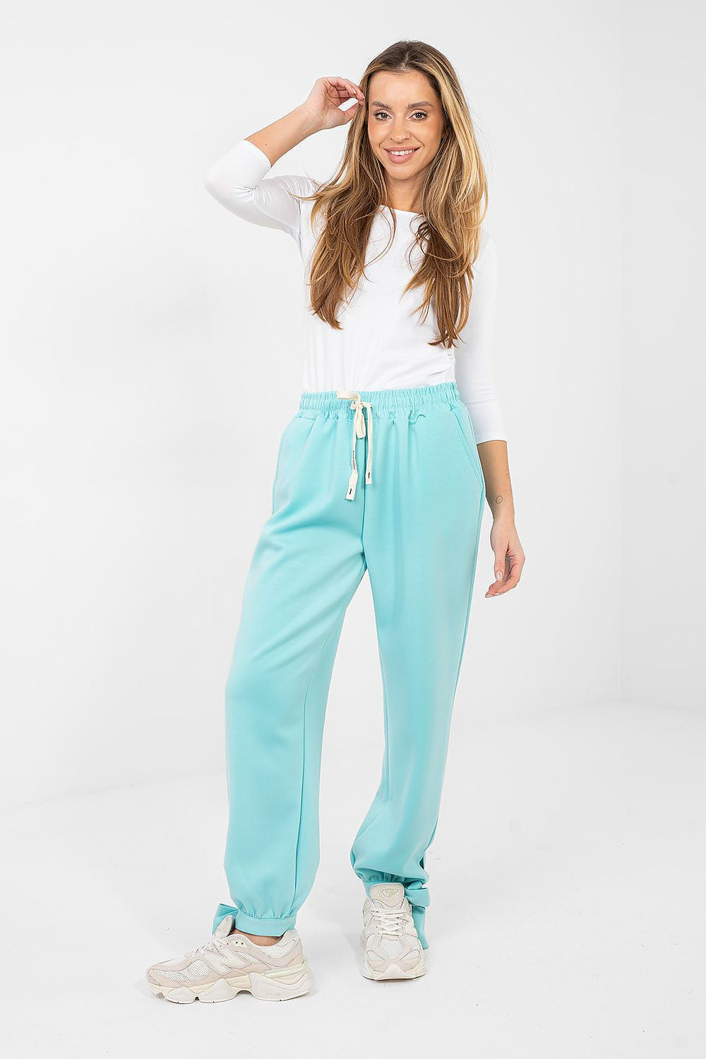 Verde / Universale Pantaloni jogger in viscosa e cotone