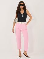 Rosa / ONE SIZE Pantaloni Modello Carrot in Cotone Stretch