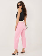 Pantaloni Modello Carrot in Cotone Stretch a costine