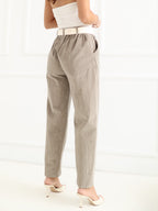 Pantaloni Modello Carrot in Cotone Stretch a costine