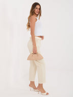 Pantaloni Modello Carrot in Cotone Stretch a costine