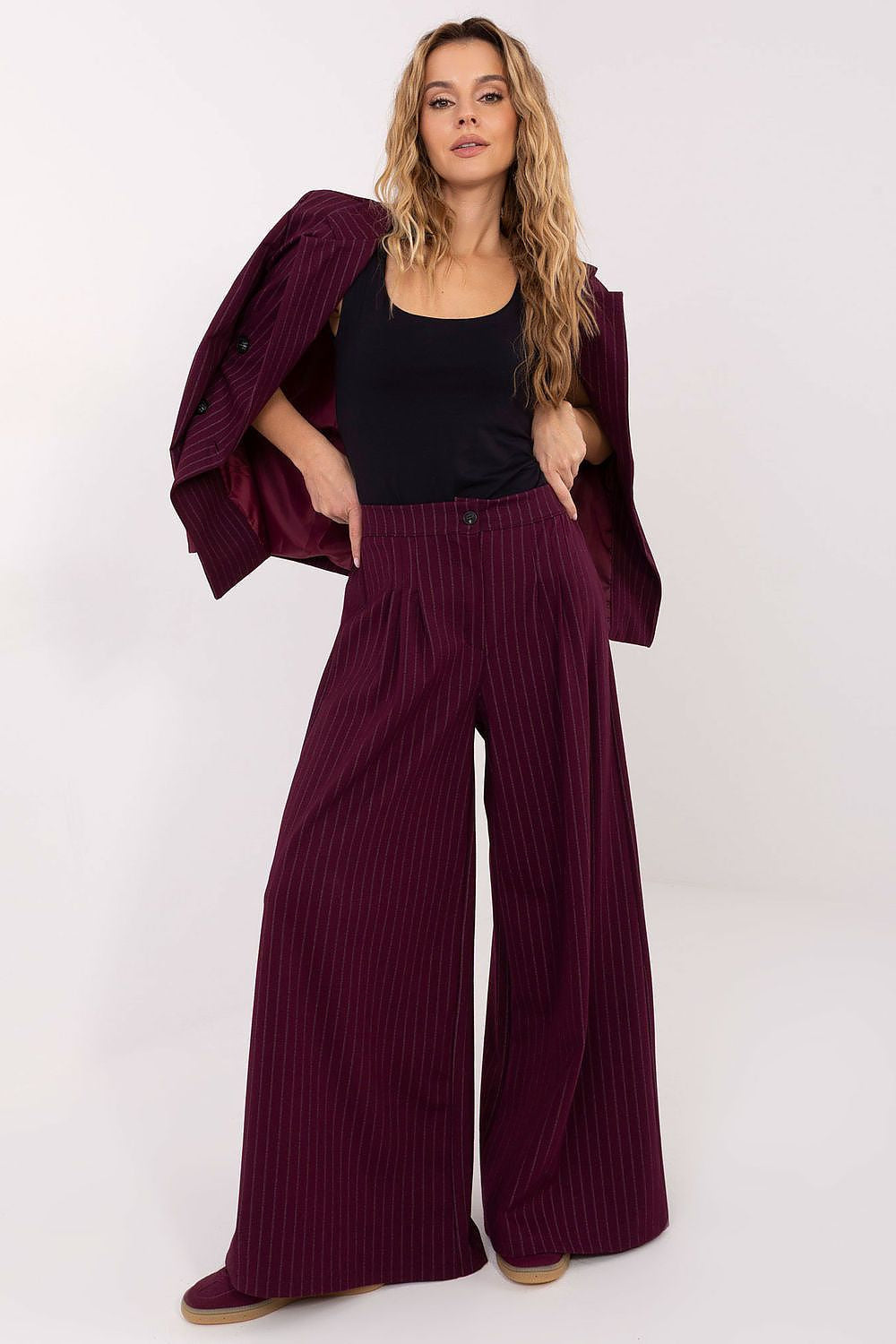 Rosso / S/M Pantaloni palazzo da donna eleganti gessati