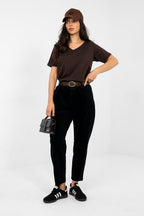 Nero / Universale Pantaloni in velluto a coste modello
