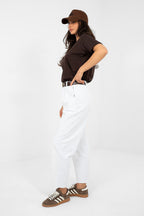 Pantaloni in velluto a coste modello carrot con vita alta