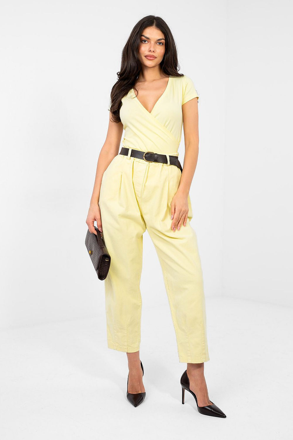 Giallo / Universale Pantaloni in velluto da donna taglio