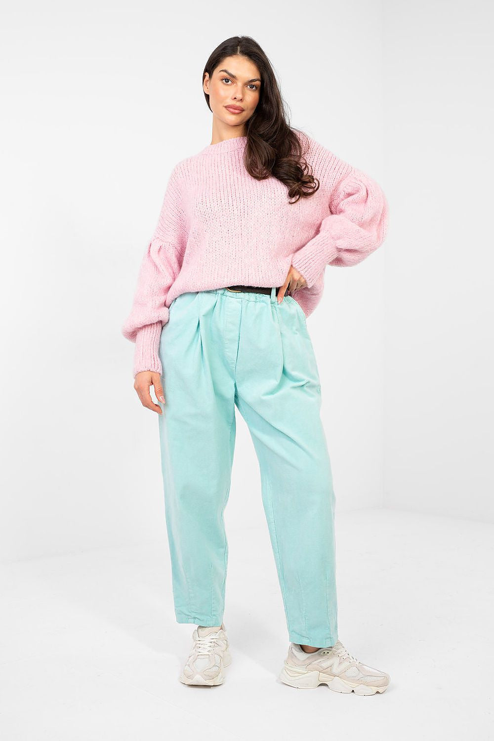 Verde / Universale Pantaloni in velluto da donna taglio