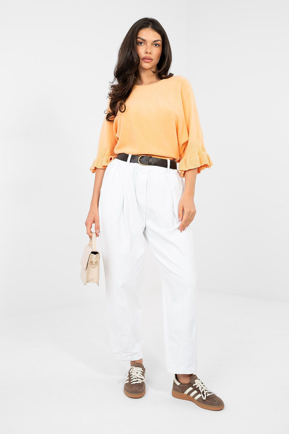 Bianco / Universale Pantaloni in velluto da donna taglio