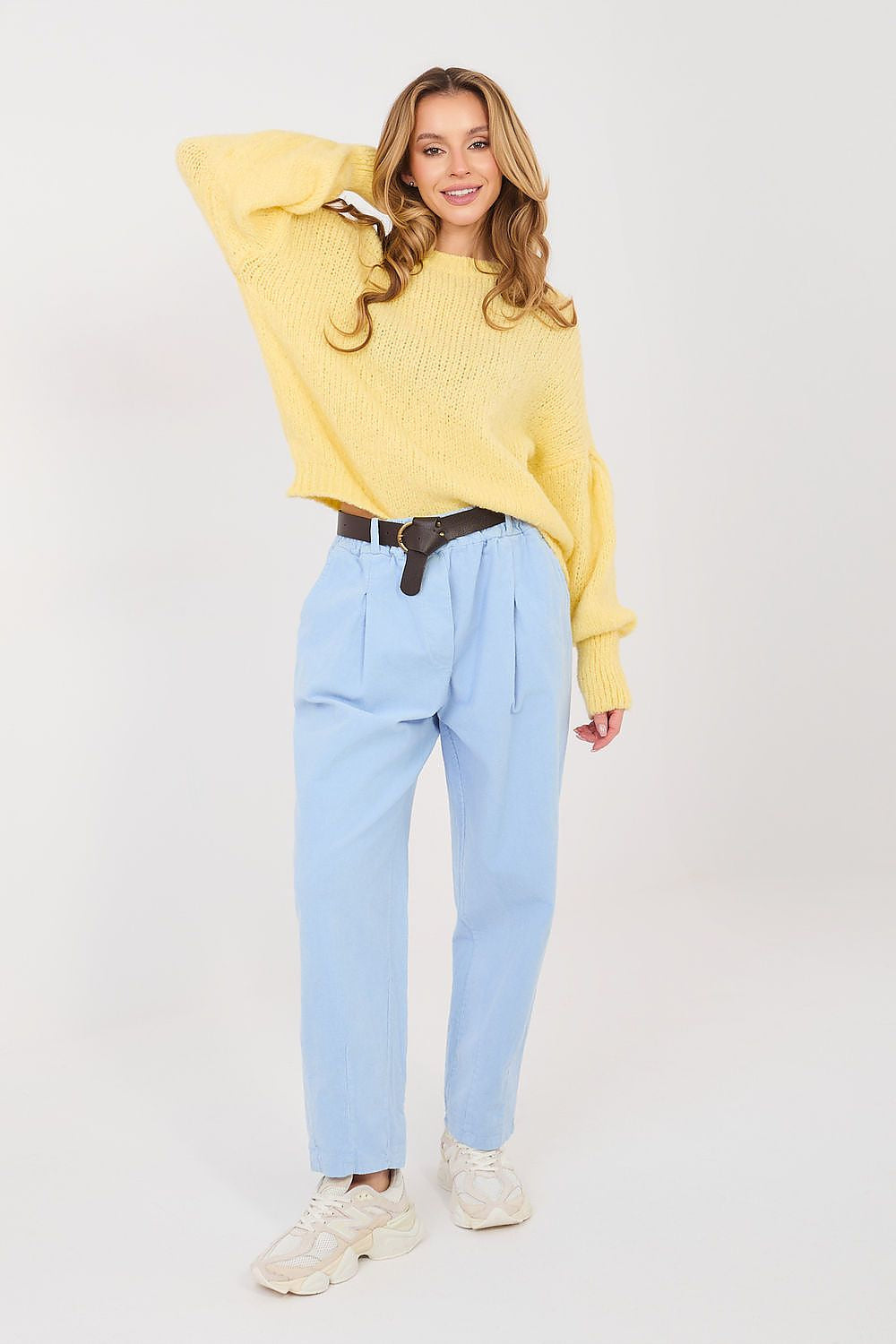 Azzurro / Universale Pantaloni in velluto da donna taglio