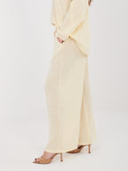 Pantaloni Wide Leg a Vita Alta in 100% Cotone (Stella)
