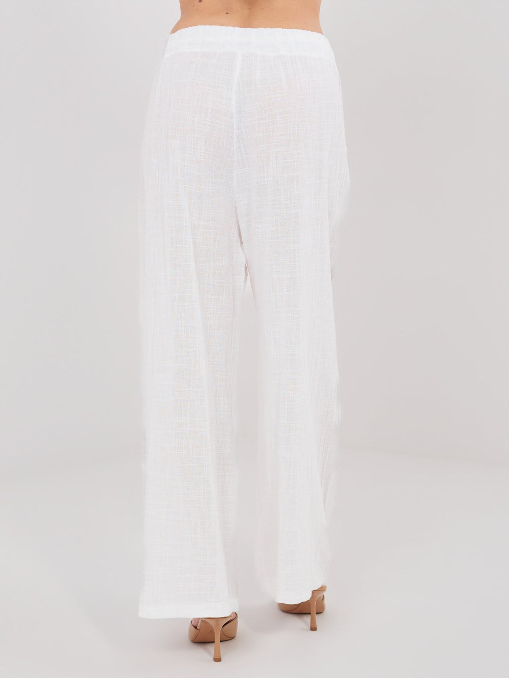 Pantaloni Wide Leg a Vita Alta in 100% Cotone (Stella)