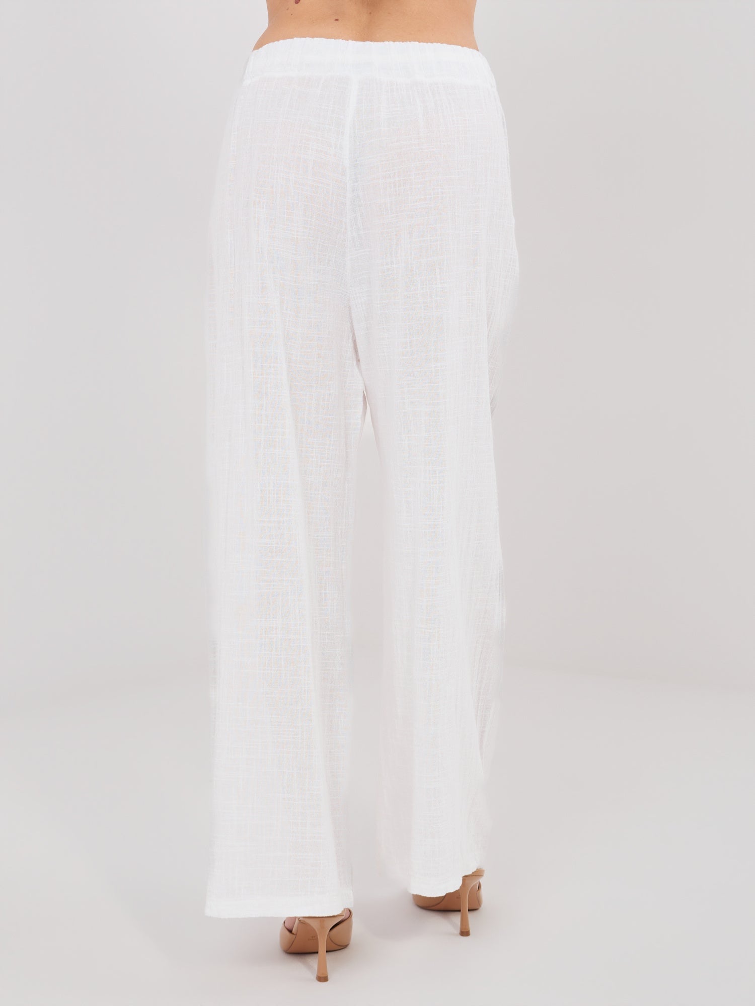 Pantaloni Wide Leg a Vita Alta in 100% Cotone (Stella)