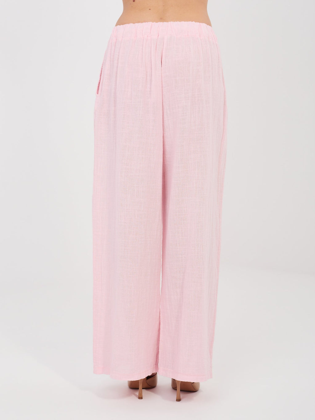 Pantaloni Wide Leg a Vita Alta in 100% Cotone (Stella)