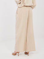 Pantaloni Wide Leg a Vita Alta in 100% Cotone (Stella)