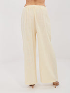 Pantaloni Wide Leg a Vita Alta in 100% Cotone (Stella)